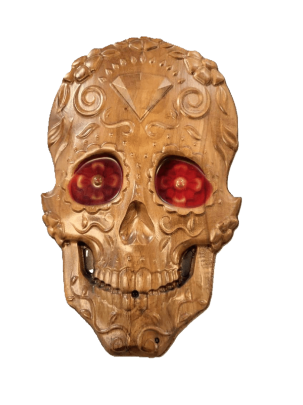 Large Charry Sugar Skull with Red Eyes